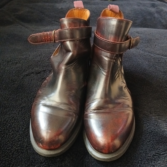 Dr Martens Teresa Cherry Red Arcadia Buckle Leather Ankle Boots -UK 8 US 10 - Picture 4 of 6